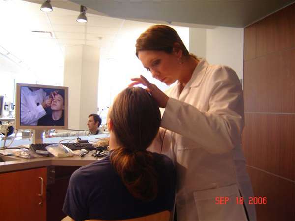 Alectra - me applying makeup at Case western