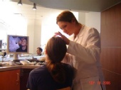 Alectra - me applying makeup at Case western