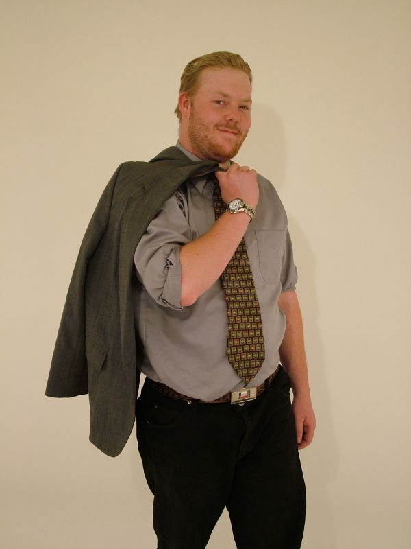 Michael Vencent - Me holding a dress jacket