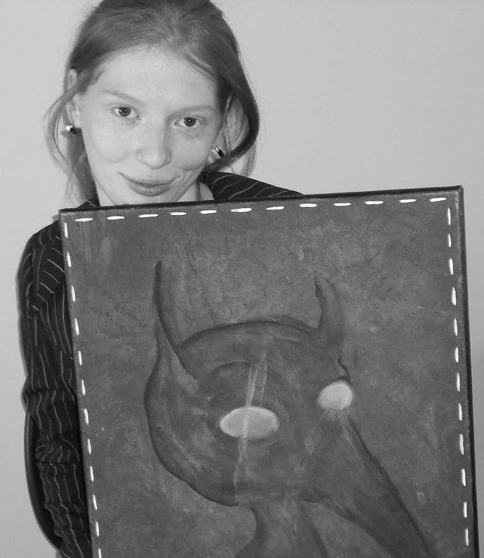 Victoria Wallace - Posing with original art