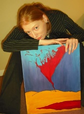 Victoria Wallace - Posing with an original work